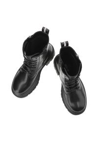 Big-Star - Czarne Botki Big Star Ocieplane Obuwie Damskie. Okazja: na co dzień. Zapięcie: sznurówki. Kolor: czarny. Materiał: skóra. Styl: casual, klasyczny #4