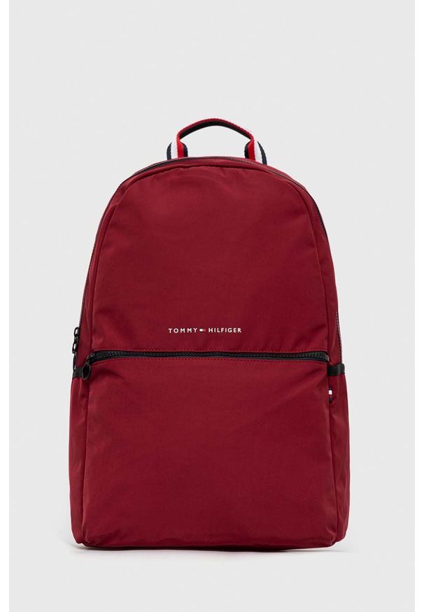 TOMMY HILFIGER - Tommy Hilfiger plecak męski kolor bordowy duży gładki. Kolor: czerwony. Materiał: poliester, neopren. Wzór: gładki