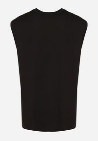 Born2be - Czarna Bawełniany Tank Top z Ozdobnym Nadrukiem Poleldi. Okazja: na co dzień. Kolor: czarny. Materiał: bawełna. Wzór: nadruk. Styl: klasyczny, casual, elegancki