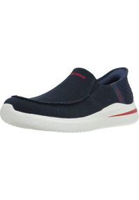 skechers - Buty Mężczyzna Skechers Cabrino granatowy. Kolor: niebieski. Materiał: tkanina