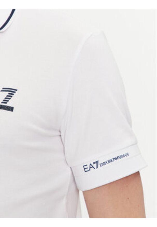 EA7 Emporio Armani Polo 3DPF19 PJ04Z 1100 Biały Regular Fit. Typ kołnierza: polo. Kolor: biały. Materiał: bawełna