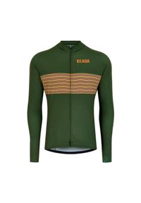 KEADA SPORTS - Męska koszulka rowerowa z długim rękawem - Onwards One. Kolor: zielony, żółty, wielokolorowy. Długość rękawa: długi rękaw. Długość: długie. Sport: kolarstwo