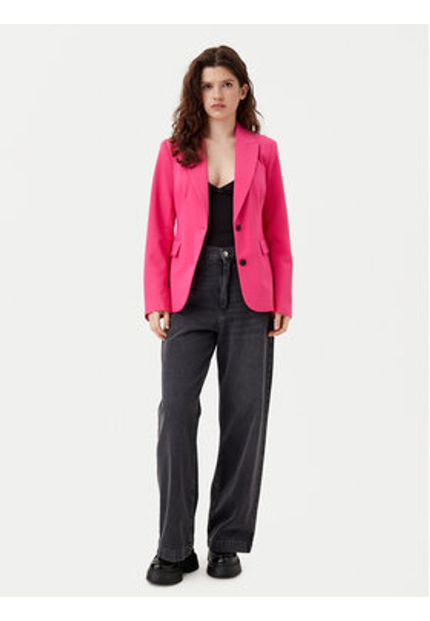 only - ONLY Marynarka Raven 15338389 Różowy Slim Fit. Kolor: różowy. Materiał: syntetyk