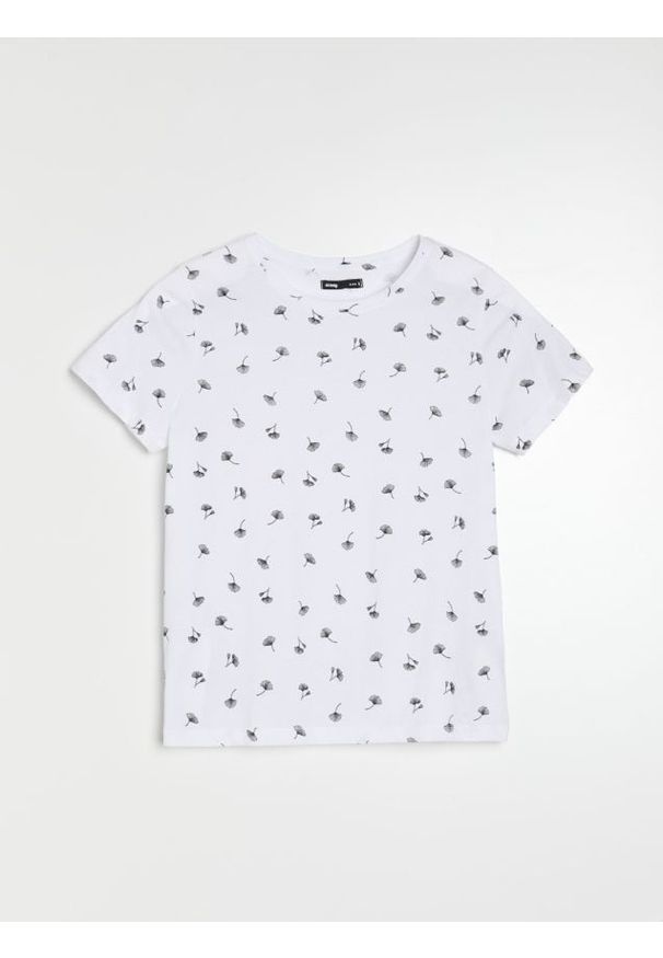 Sinsay - Koszulka z nadrukiem - biały. Kolor: biały. Wzór: nadruk