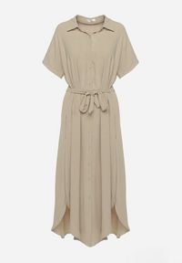 Born2be - Zielona Sukienka Wiskozowa o Luźnym Koszulowym Kroju Wiązana w Talii Rionella. Kolor: zielony. Materiał: wiskoza. Długość rękawa: krótki rękaw. Sezon: lato. Typ sukienki: koszulowe. Styl: klasyczny #7