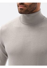 Ombre Clothing - Sweter męski z golfem E179 - jasnoszary - XXL. Typ kołnierza: golf. Kolor: szary. Materiał: nylon, wiskoza #3