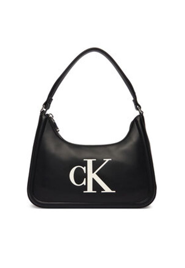 Calvin Klein Torebka Bold Ck Small Shoulder Bag LV04F3230G Czarny. Kolor: czarny. Materiał: skórzane
