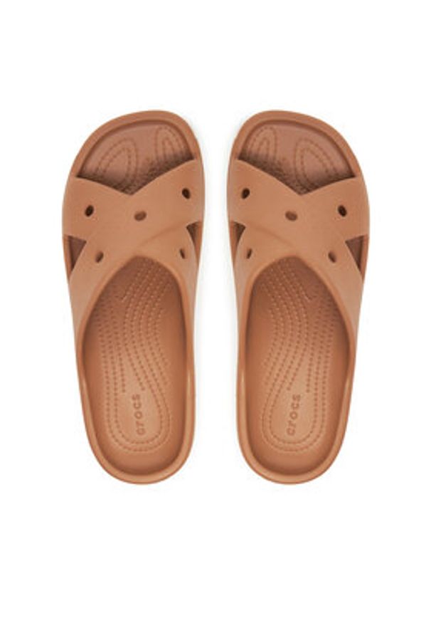 Crocs Klapki Cross Strap 210840 Brązowy. Kolor: brązowy