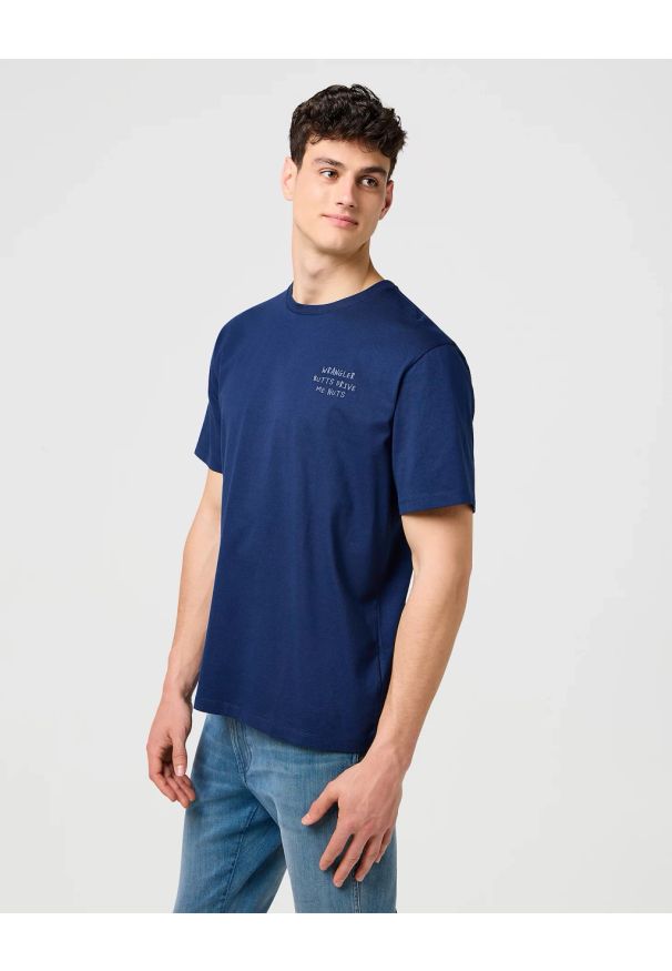 Wrangler - MESKA KOSZULKA WRANGLER EMBROIDERY TEE NAVY 112371488