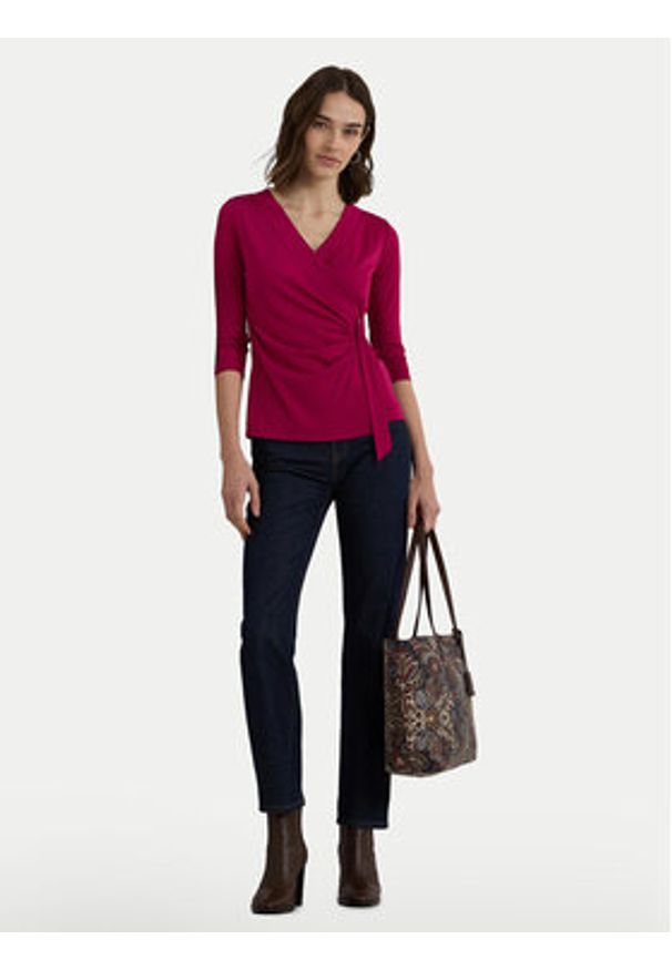Lauren Ralph Lauren Bluzka 200889081018 Różowy Slim Fit. Kolor: różowy. Materiał: syntetyk