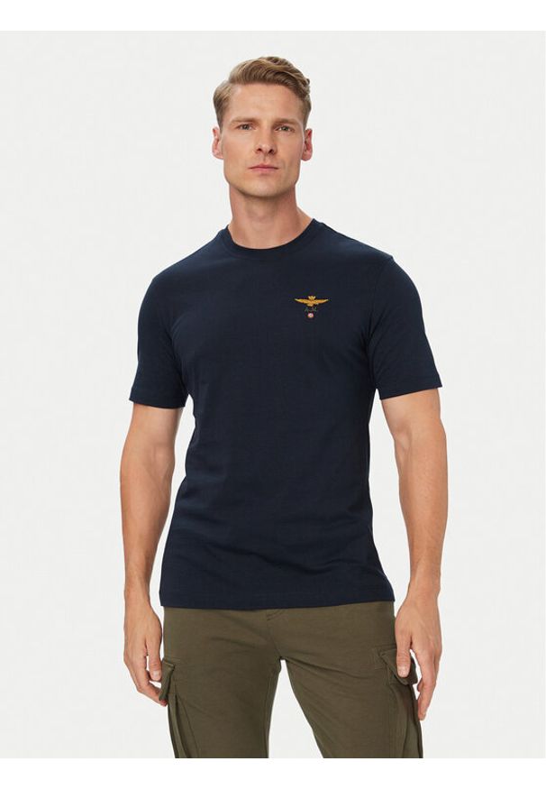 Aeronautica Militare T-Shirt 262TS1580UJ00372 Granatowy Regular Fit. Kolor: niebieski. Materiał: bawełna