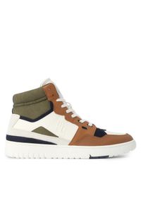 TOMMY HILFIGER - Tommy Hilfiger Sneakersy Th Basket Better Midcut Lth Mix FM0FM04793 Brązowy. Kolor: brązowy. Materiał: materiał