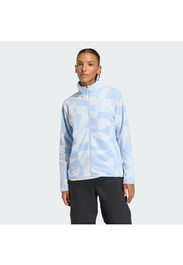 Adidas - Bluza Terrex Multi Printed Full-Zip Fleece. Kolor: niebieski. Materiał: polar, materiał. Sport: turystyka piesza