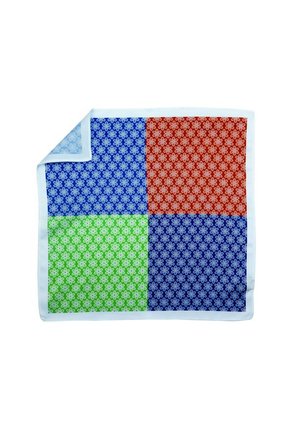 Modini - Granatowo-niebiesko-czerwona poszetka w kwiaty E202. Kolor: wielokolorowy, czerwony, niebieski. Wzór: kwiaty