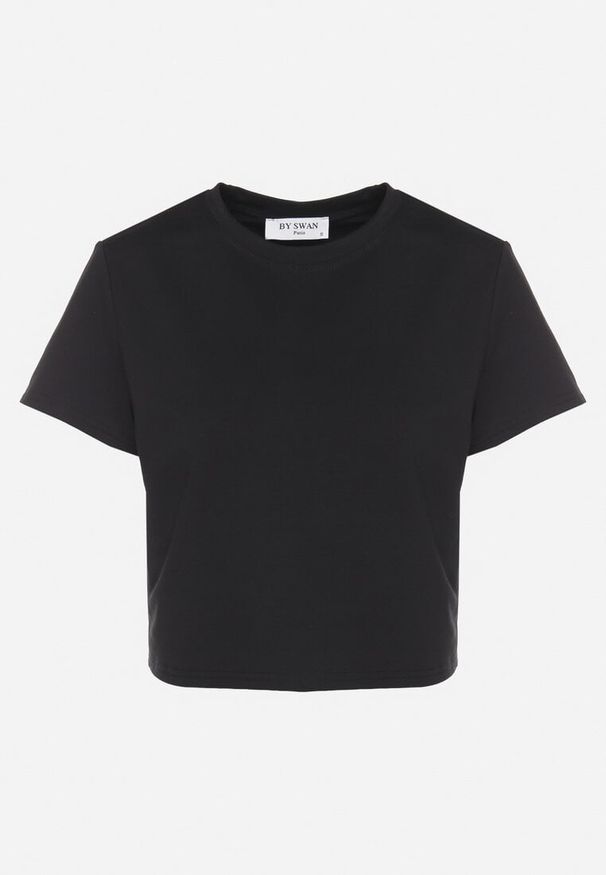 Born2be - Czarny T-shirt z Bawełny o Krótkim Kroju Galarina. Okazja: na co dzień. Kolor: czarny. Materiał: bawełna. Długość: krótkie. Styl: klasyczny, elegancki, casual