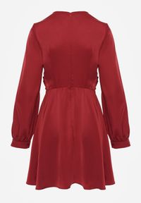 Born2be - Czerwona Satynowa Sukienka VICES z Bawełny o Kopertowym Kroju Glanita. Okazja: na co dzień. Kolor: czerwony. Materiał: satyna, bawełna. Typ sukienki: kopertowe. Styl: casual, klasyczny #3