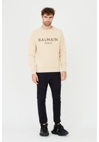 Balmain - BALMAIN Beżowa bluza Printed Sweatshirt. Kolor: beżowy #3