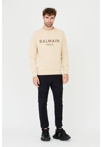 Balmain - BALMAIN Beżowa bluza Printed Sweatshirt. Kolor: beżowy #5