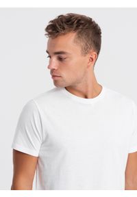 Ombre Clothing - T-shirt męski klasyczny bawełniany BASIC - biały V14 OM-TSBS-0146 - L. Kolor: biały. Materiał: bawełna. Styl: klasyczny