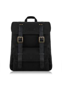 Plecak męski ze skóry wegańskiej PAOLO PERUZZI E-05-BL czarny. Kolor: czarny. Materiał: materiał. Wzór: paski #1