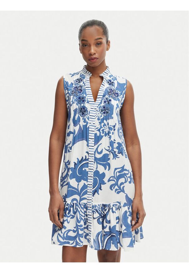 Iconique Sukienka letnia Daphne IC26-036 Niebieski Regular Fit. Kolor: niebieski. Materiał: wiskoza. Sezon: lato