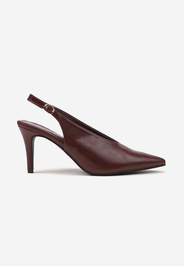 Renee - Bordowe Sandały Slingback na Obcasie Typu Szpilka Latira. Okazja: na randkę, na wesele, na studniówkę, na ślub cywilny, na imprezę. Zapięcie: pasek. Kolor: czerwony. Obcas: na obcasie. Styl: elegancki. Wysokość obcasa: średni