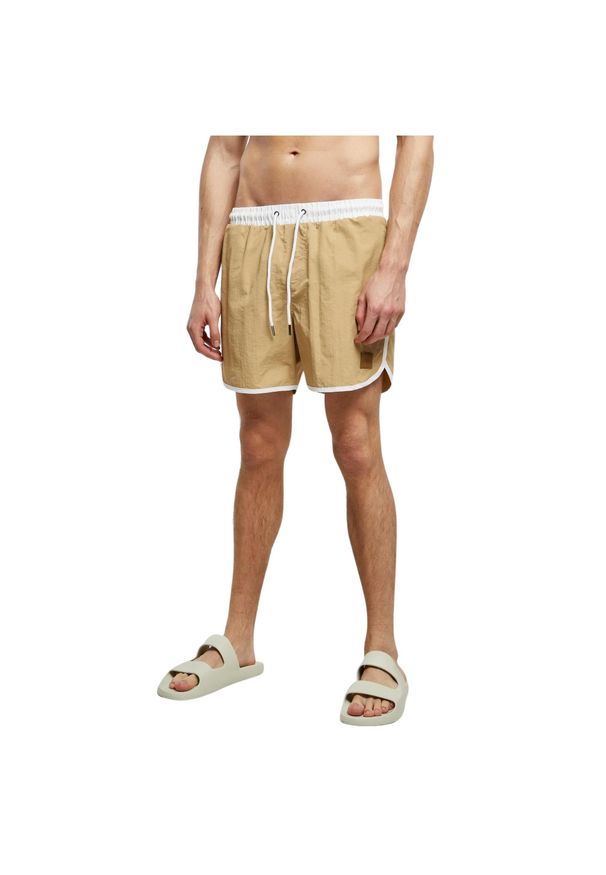 Szorty kąpielowe retro Urban Classics. Kolor: beżowy, wielokolorowy, biały. Materiał: nylon, materiał