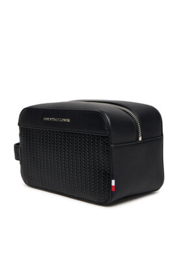 TOMMY HILFIGER - Tommy Hilfiger Kosmetyczka Th Woven Washbag AM0AM13838 Czarny. Kolor: czarny. Materiał: skóra