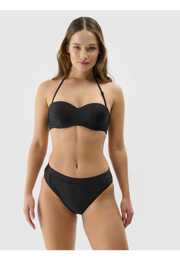 4f - 4F Góra od bikini damska - czarna XS. Kolor: czarny. Materiał: materiał, elastan, włókno, syntetyk. Wzór: jednolity