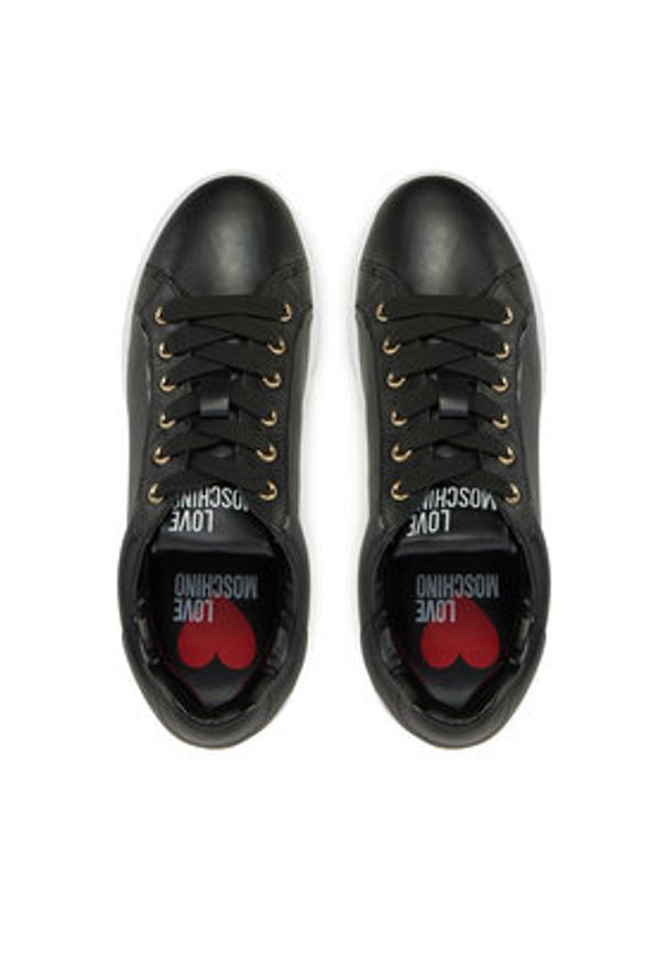 Love Moschino - LOVE MOSCHINO Sneakersy JA15054G1MIA400A Czarny. Kolor: czarny. Materiał: skóra