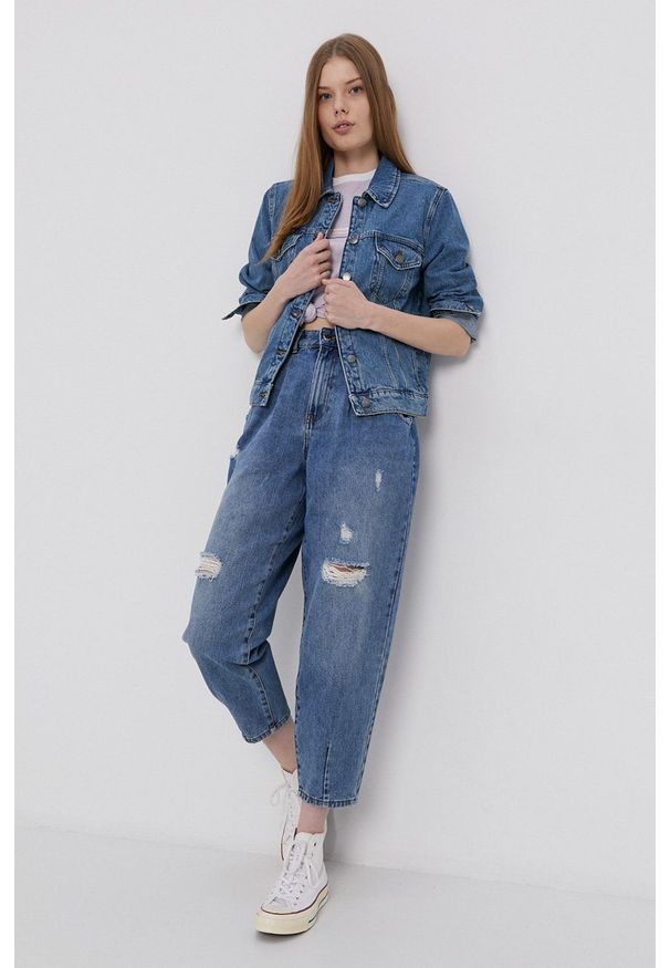 only - Only Jeansy Verna damskie high waist. Stan: podwyższony. Kolor: niebieski