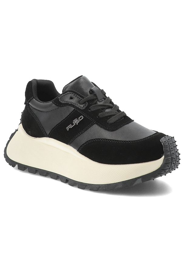 Czarne Modne Sneakersy Filippo Stylowe Obuwie Na Platformie. Kolor: czarny. Obcas: na platformie. Styl: elegancki