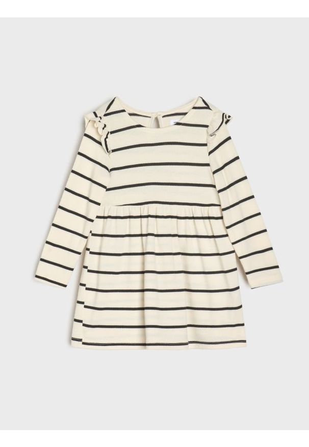 Sinsay - Sukienka dresowa w paski - kremowy. Kolor: kremowy. Materiał: dresówka. Wzór: paski