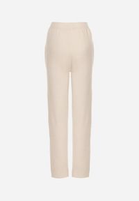 Born2be - Beżowe Sweterkowe Spodnie z Wełną z Ozdobnymi Kieszeniami Monilana. Okazja: na co dzień. Kolor: beżowy. Materiał: wełna. Styl: casual #5