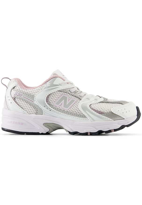 Buty dziecięce New Balance PZ530GK – białe. Kolor: biały. Materiał: materiał, guma, syntetyk. Szerokość cholewki: normalna