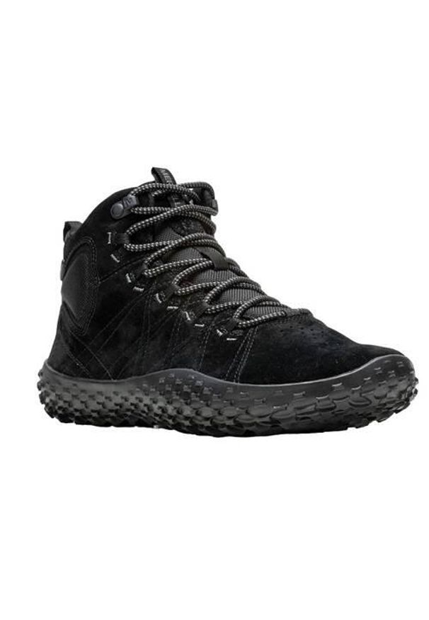 Buty trekkingowe męskie Merrell Wrapt Mid Wp. Wysokość cholewki: za kostkę. Zapięcie: sznurówki. Kolor: wielokolorowy, czarny. Materiał: guma, skóra, tkanina, materiał, syntetyk. Szerokość cholewki: normalna