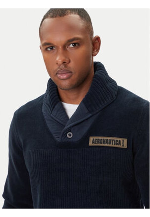 Aeronautica Militare Sweter 252MA1574UL00539 Granatowy Regular Fit. Kolor: niebieski. Materiał: bawełna