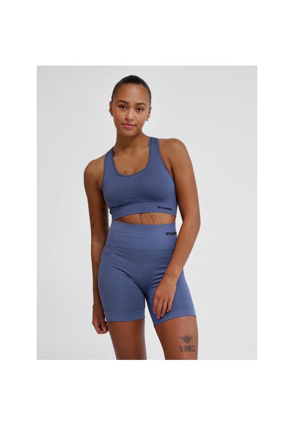 Bezszwowy biustonosz dla kobiet Hummel TIF. Kolor: niebieski. Materiał: materiał. Sport: fitness