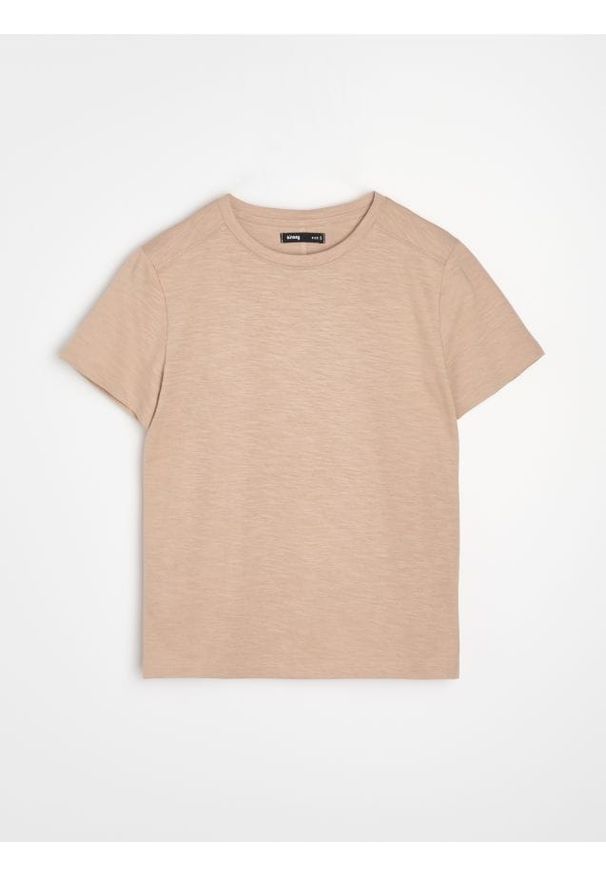 Sinsay - Melanżowa koszulka - beżowy. Kolor: beżowy. Wzór: melanż