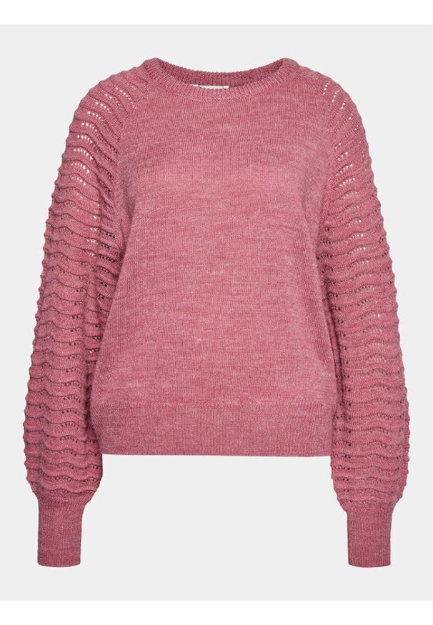 ICHI Sweter 20119716 Różowy Regular Fit. Kolor: różowy. Materiał: syntetyk