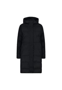 Długa kurtka puchowa z kapturem damska CMP. Typ kołnierza: kaptur. Kolor: czarny. Materiał: puch. Długość: długie. Sport: turystyka piesza #1