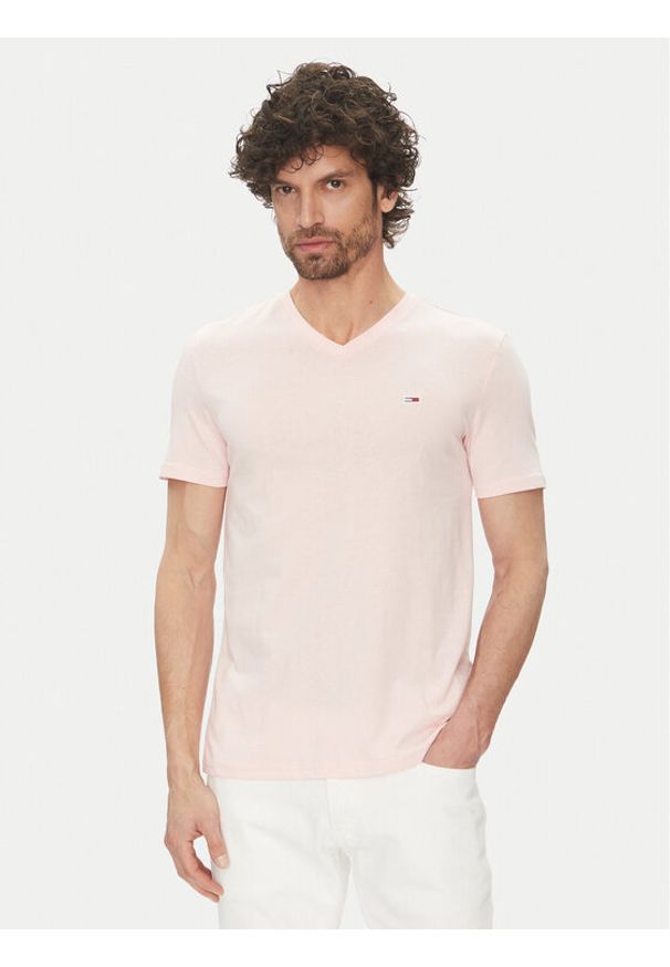 Tommy Jeans T-Shirt Jaspe DM0DM20364 Różowy Slim Fit. Kolor: różowy. Materiał: syntetyk, bawełna