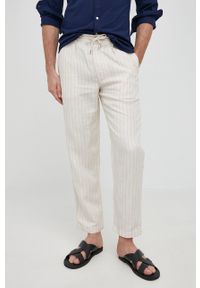 Polo Ralph Lauren spodnie męskie kolor beżowy proste. Okazja: na co dzień. Kolor: beżowy. Materiał: tkanina. Styl: casual