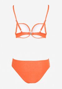 Born2be - Pomarańczowe Bikini Biustonosz na Cienkich Regulowanych Ramiączkach z Marszczeniem Majtki Figi Nubbia. Kolor: pomarańczowy