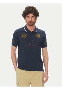 La Martina Polo Achille MAPG30 PK097 Granatowy Regular Fit. Typ kołnierza: polo. Kolor: niebieski. Materiał: bawełna #1