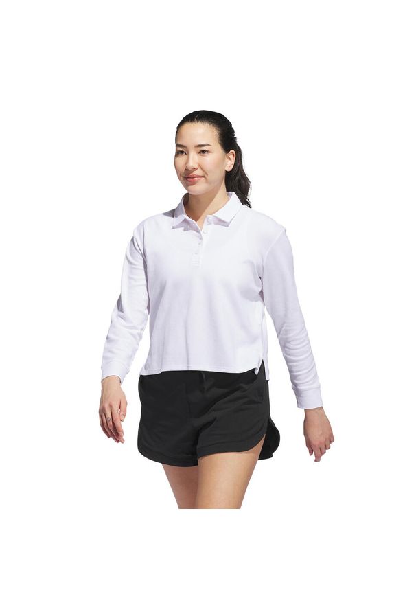 Adidas - Damska koszulka polo z długim rękawem adidas Beyond. Typ kołnierza: polo. Kolor: biały. Długość rękawa: długi rękaw. Długość: długie. Styl: sportowy