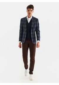 Pako Lorente - PAKO LORENTE – Granatowa casualowa marynarka męska w kratę. Okazja: na co dzień. Kolor: niebieski. Materiał: poliester, elastan, wiskoza. Styl: casual #5