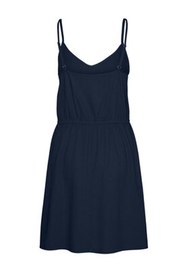 Vero Moda Sukienka letnia Mymilo 10303689 Granatowy Regular Fit. Kolor: niebieski. Materiał: wiskoza, len. Sezon: lato
