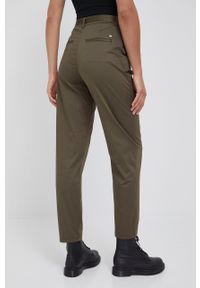 TOMMY HILFIGER - Tommy Hilfiger spodnie damskie kolor zielony fason chinos high waist. Stan: podwyższony. Kolor: zielony. Materiał: tkanina #3