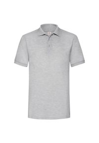 FRUIT OF THE LOOM - Męska Koszulka Polo O Wysokiej Gramaturze. Typ kołnierza: polo. Kolor: szary